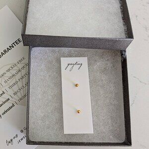 NEW Grayling Spheres Gold Titanium Stud Earrings $84 Gift Box Balls NWT